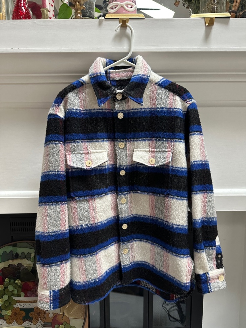 AllSaints Rayado Oversized Flannel Jacket